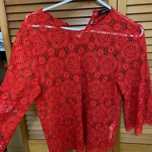 Red Orange Crochet Top